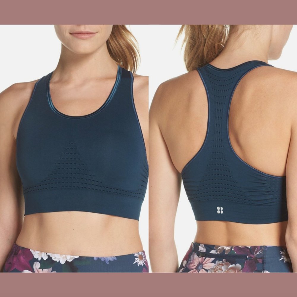 NEW $50 Sweaty Betty [ Small ]‎ Stamina Sports Bra in Teal Blue #6043